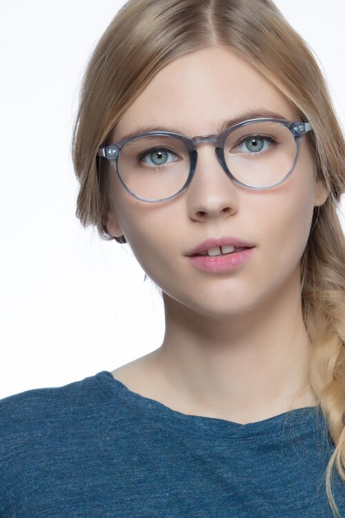 Revolution Clear Blue PlasticEyeglass Frames for Women from EyeBuyDirect