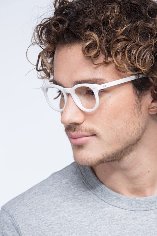 Solar Matte White PlasticEyeglass Frames for Men from EyeBuyDirect