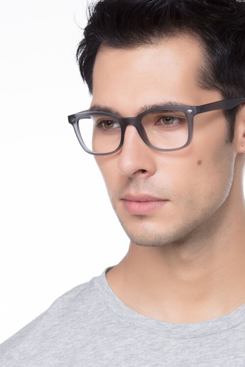 Drama Matte Gray PlasticEyeglass Frames for Men from EyeBuyDirect
