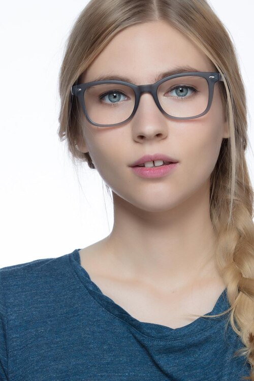 Drama Matte Gray PlasticEyeglass Frames for Women from EyeBuyDirect