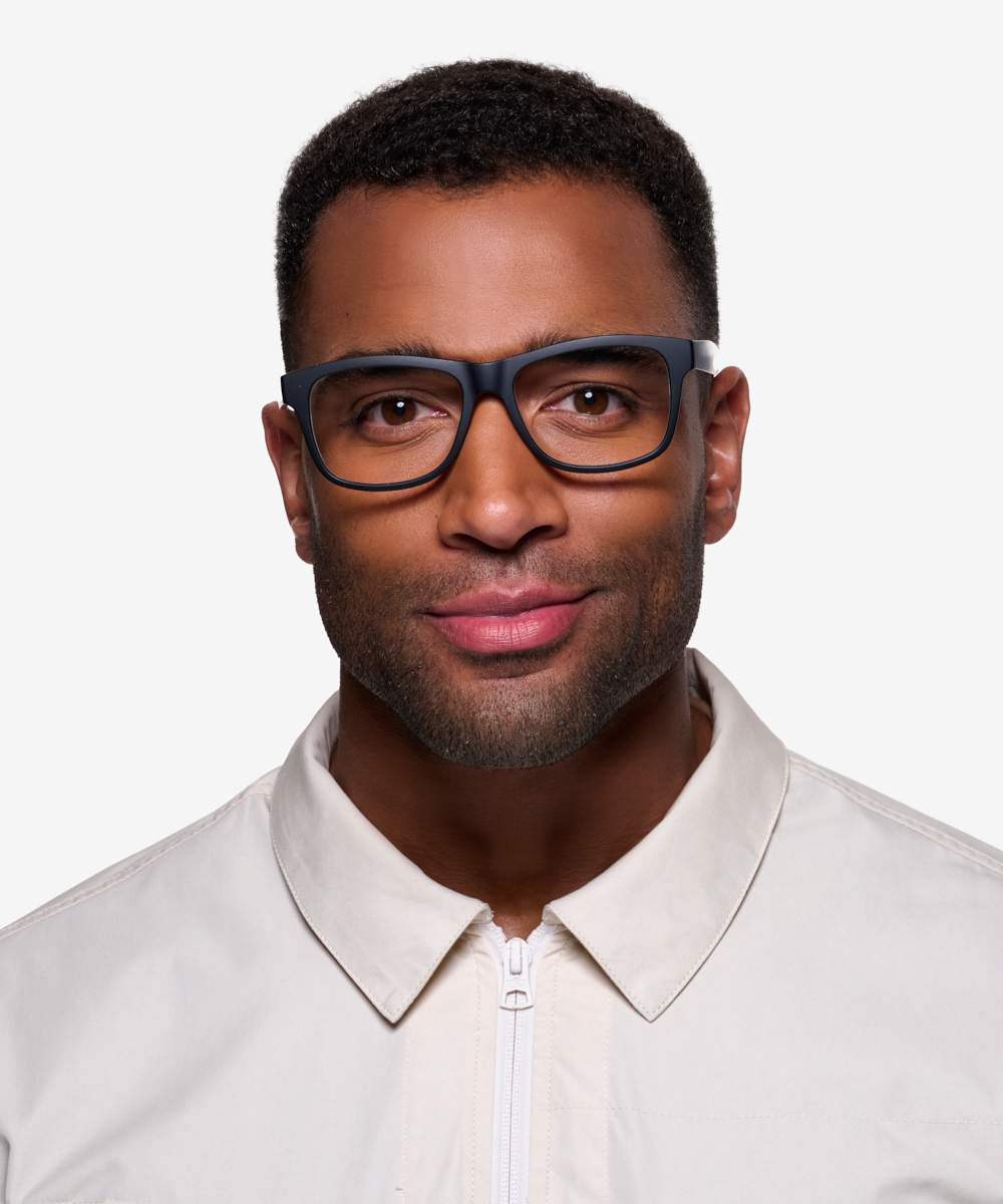 Gamble Rectangle Matte Black Full Rim Eyeglasses | Eyebuydirect Canada