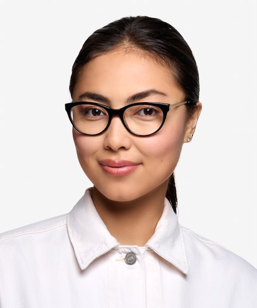Her Black Acetate, MetalEyeglass Frames for Women from EyeBuyDirect