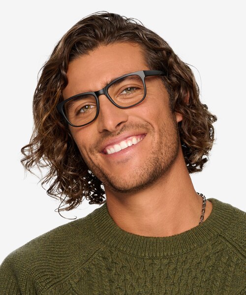 Milo Matte Black PlasticEyeglass Frames for Men from EyeBuyDirect