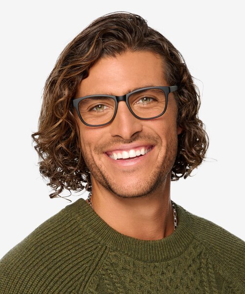 Milo Matte Black PlastiqueMontures de lunettes de vue pour Hommes d'EyeBuyDirect
