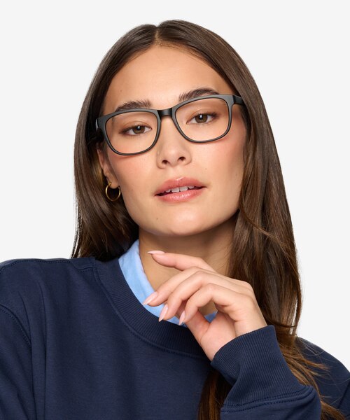 Milo Matte Black PlastiqueMontures de lunettes de vue pour Femmes d'EyeBuyDirect