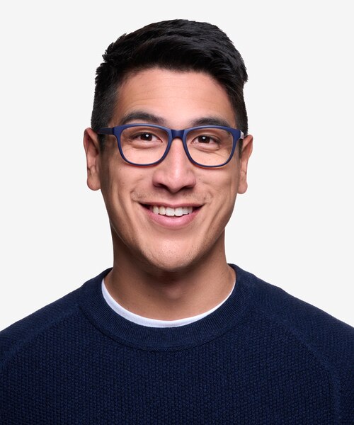 Milo Matte Navy PlasticEyeglass Frames for Men from EyeBuyDirect