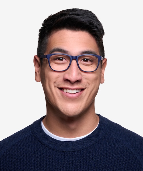 Milo Matte Navy PlasticEyeglass Frames for Men from EyeBuyDirect
