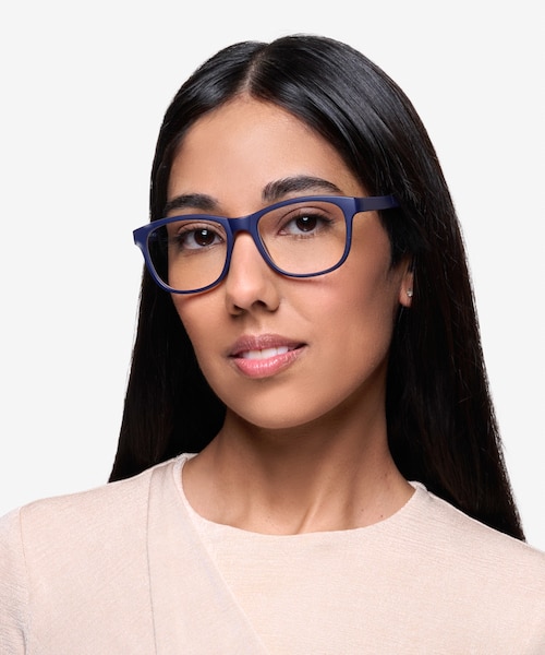 Milo Matte Navy PlasticEyeglass Frames for Women from EyeBuyDirect