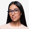 Milo Matte Navy PlasticEyeglass Frames for Women from EyeBuyDirect