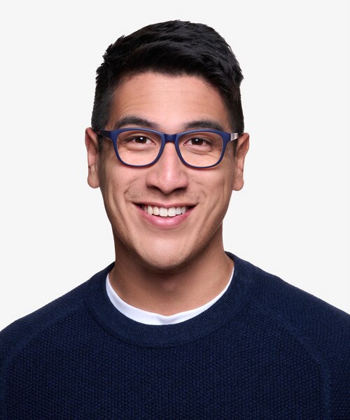 Milo Matte Navy PlasticEyeglass Frames for Men from EyeBuyDirect