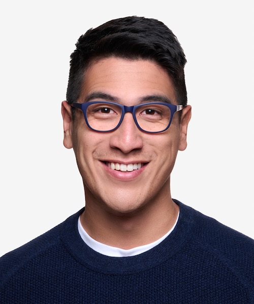 Milo Matte Navy PlasticEyeglass Frames for Men from EyeBuyDirect