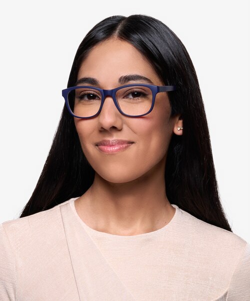 Milo Matte Navy PlasticEyeglass Frames for Women from EyeBuyDirect