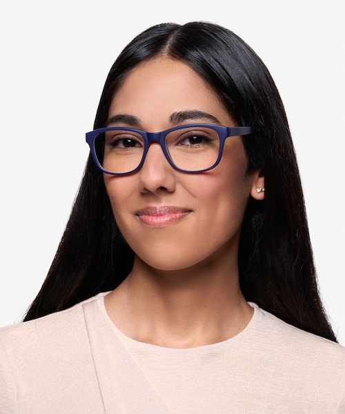 Milo Matte Navy PlasticEyeglass Frames for Women from EyeBuyDirect