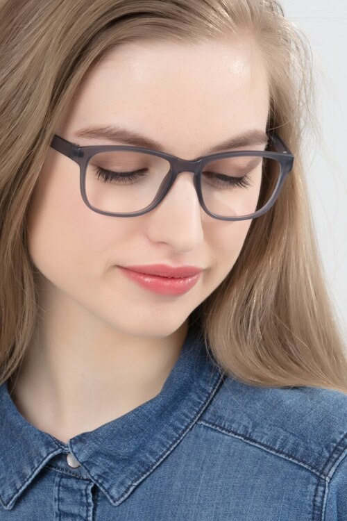 Milo Matte Gray PlasticEyeglass Frames for Women from EyeBuyDirect