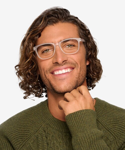 Milo Frosted Clear PlasticEyeglass Frames for Men from EyeBuyDirect