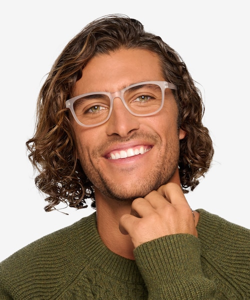 Milo Frosted Clear PlasticEyeglass Frames for Men from EyeBuyDirect