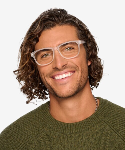 Milo Frosted Clear PlastiqueMontures de lunettes de vue pour Hommes d'EyeBuyDirect