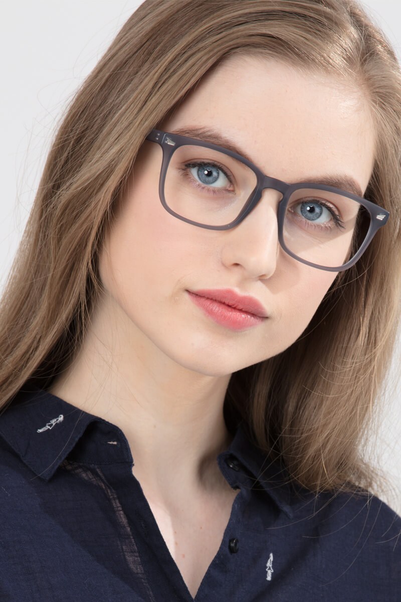 Uptown Square Matte Gray Full Rim Eyeglasses | Eyebuydirect