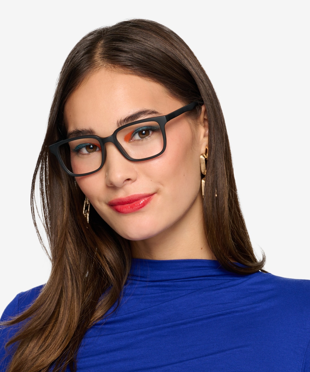 Women's square store black frame glasses