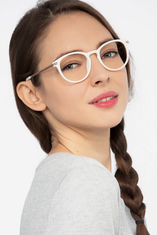 White Daphne -  Plastic-metal Eyeglasses