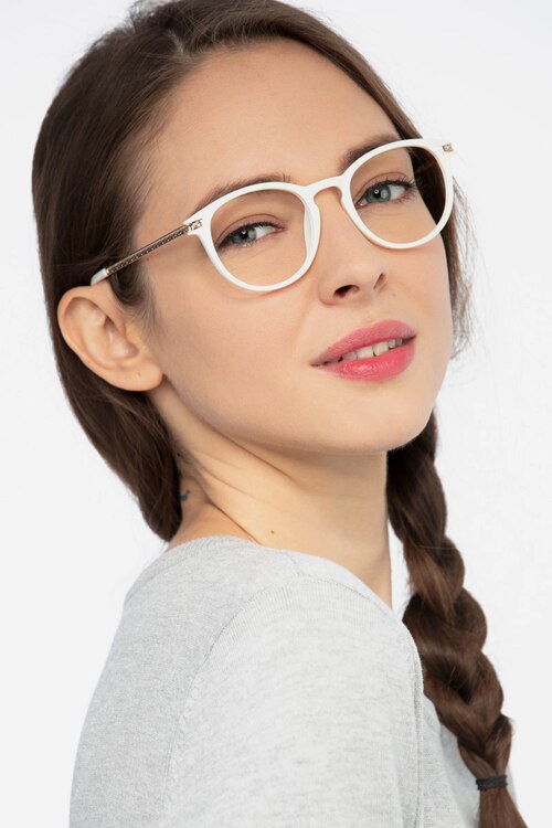 Daphne White Plastic-metalEyeglass Frames for Women from EyeBuyDirect