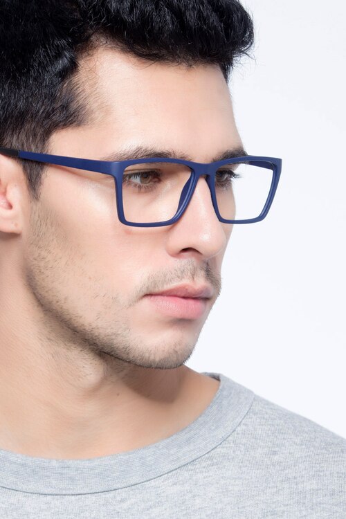 Equation Matte Navy PlasticEyeglass Frames for Men from EyeBuyDirect
