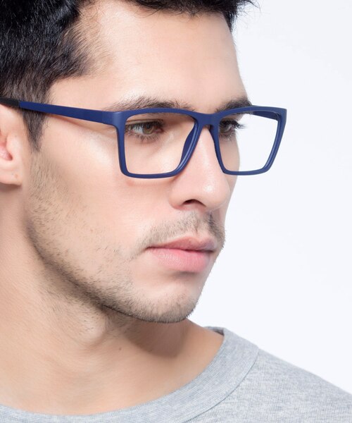 Equation Matte Navy PlasticEyeglass Frames for Men from EyeBuyDirect