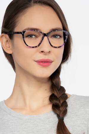 Purple Floral Lancet -  Acetate Eyeglasses