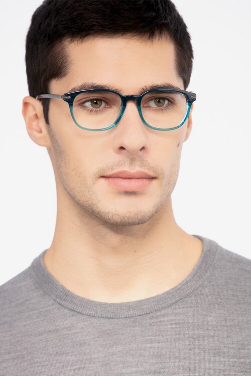 Nova Blue Striped AcétateMontures de lunettes de vue pour Hommes d'EyeBuyDirect