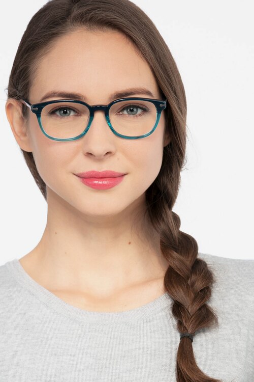 Nova Blue Striped AcétateMontures de lunettes de vue pour Femmes d'EyeBuyDirect