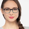 Nova Blue Striped AcétateMontures de lunettes de vue pour Femmes d'EyeBuyDirect