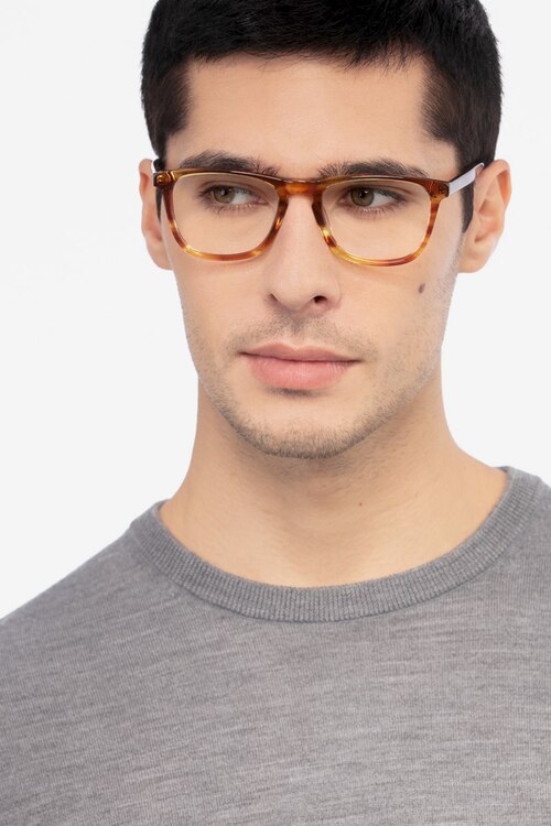 Prelude Brown Striped AcetateEyeglass Frames for Men from EyeBuyDirect