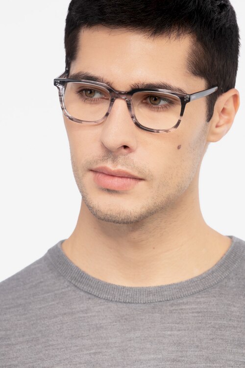 Kent Gray Striped AcetateEyeglass Frames for Men from EyeBuyDirect