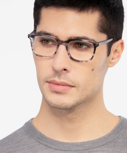 Kent Gray Striped AcetateEyeglass Frames for Men from EyeBuyDirect