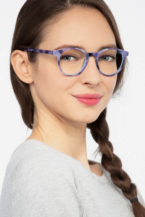 Lariat Purple Striped AcetateEyeglass Frames for Women from EyeBuyDirect