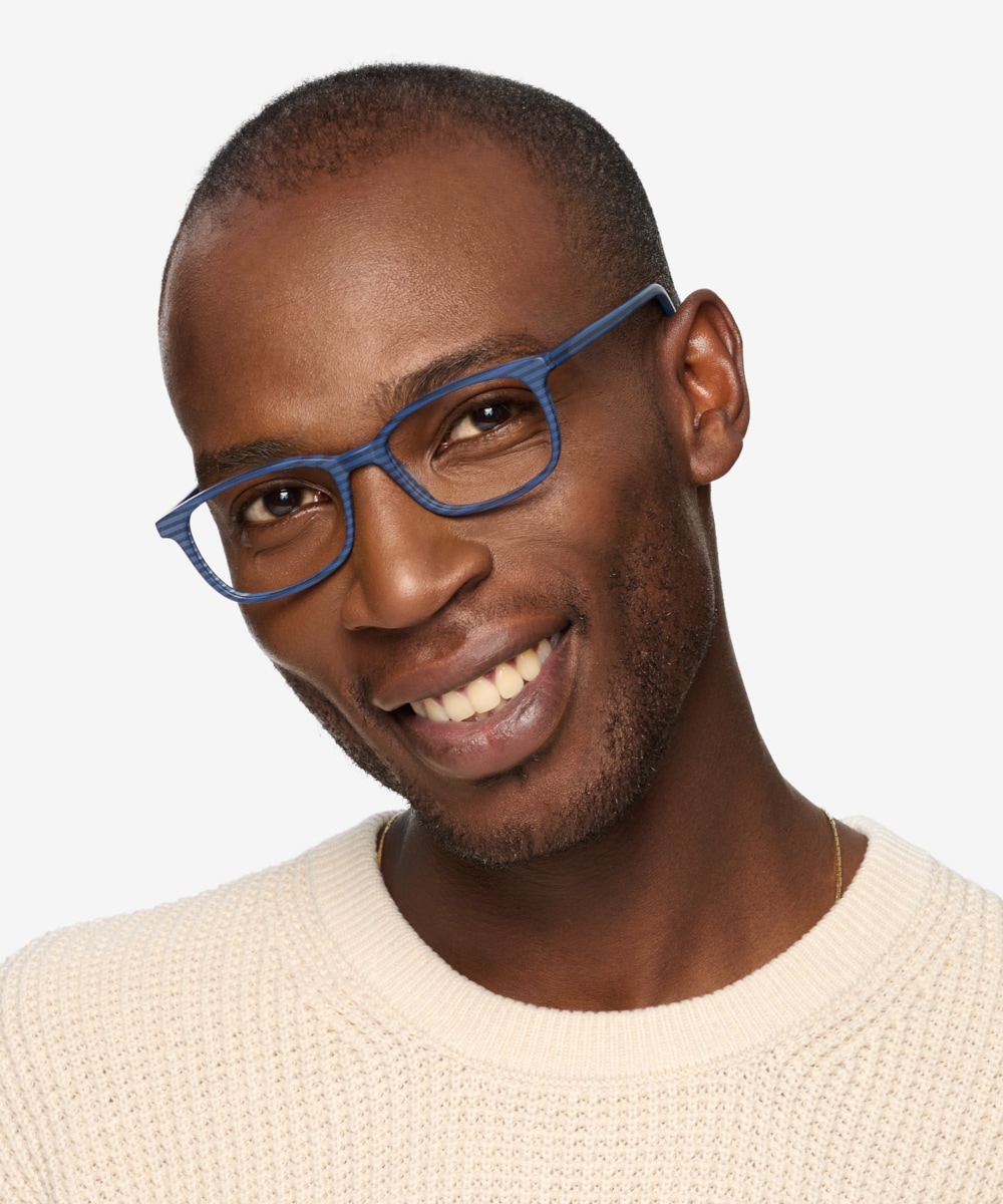 Botanist Rectangle Navy Striped Full Rim Eyeglasses Eyebuydirect