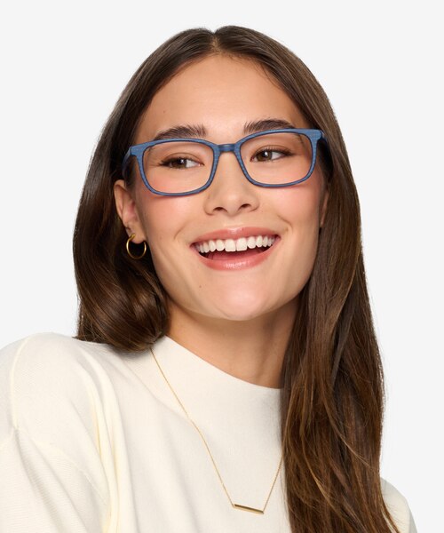Botanist Navy Striped AcétateMontures de lunettes de vue pour Femmes d'EyeBuyDirect
