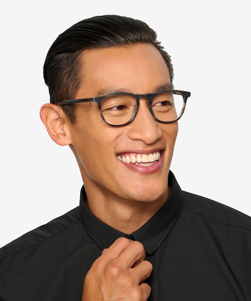 Illusion Gray Striped AcetateEyeglass Frames for Men from EyeBuyDirect