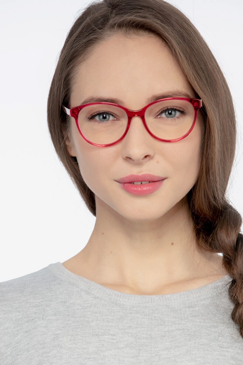 Red eyeglass hot sale frames for ladies