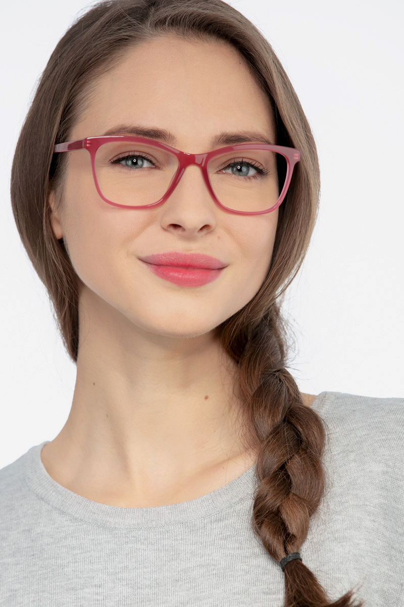 Cannes Cat Eye Clear Raspberry Glasses for Women | Eyebuydirect