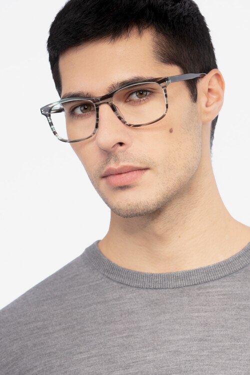 Ballast Gray Striped AcetateEyeglass Frames for Men from EyeBuyDirect