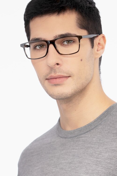 Mariner Gray Striped AcétateMontures de lunettes de vue pour Hommes d'EyeBuyDirect
