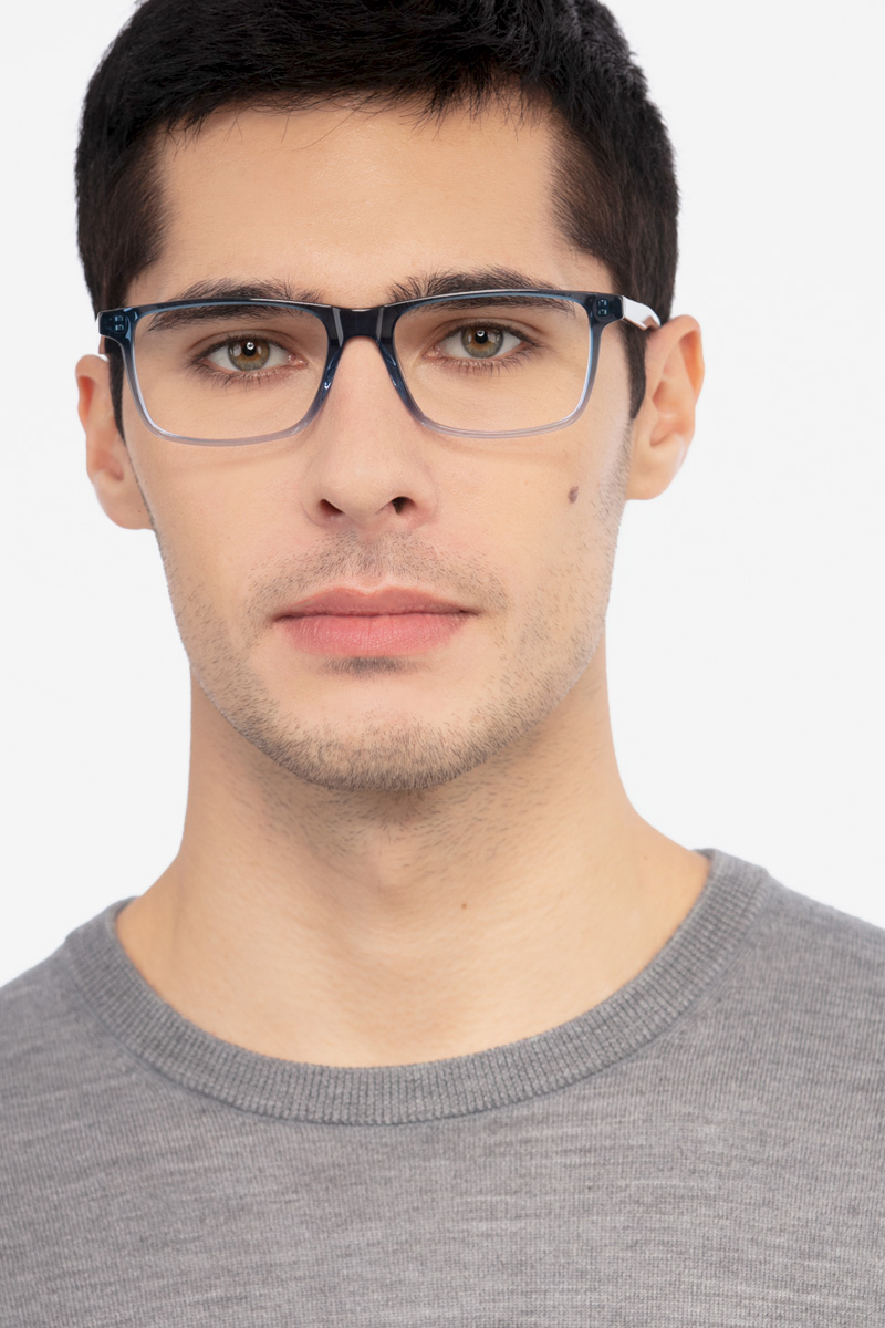 Mariner Rectangle Clear Blue Full Rim Eyeglasses Eyebuydirect