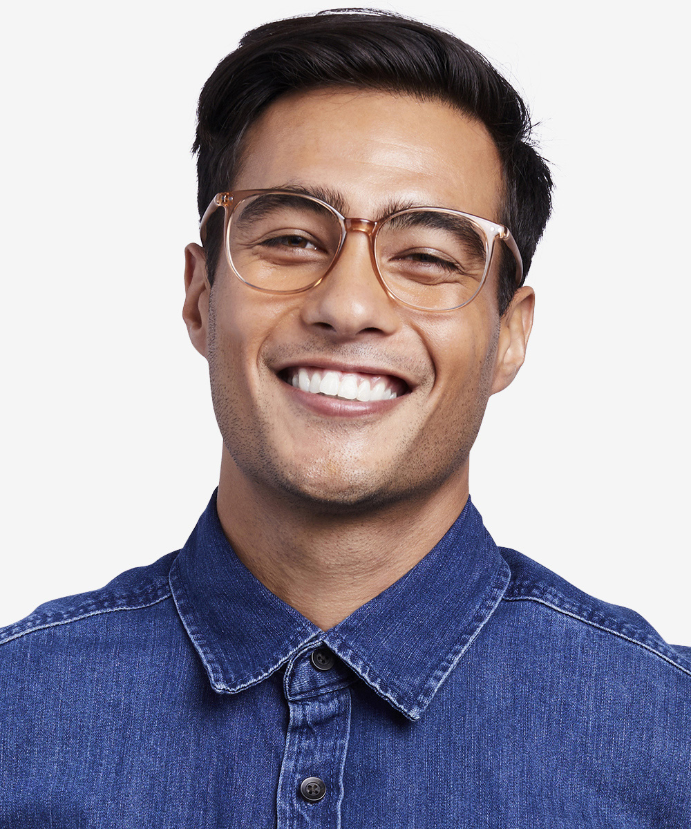 Lucia Round Champagne Full Rim Eyeglasses | Eyebuydirect