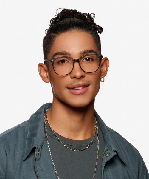 Lucia Matte Black PlasticEyeglass Frames for Men from EyeBuyDirect