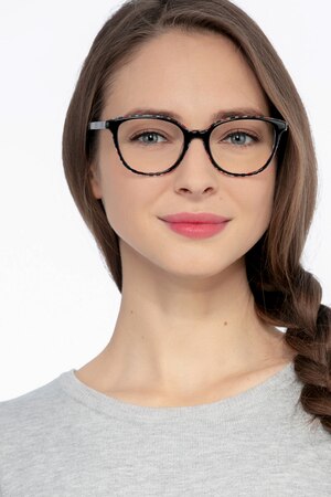 Black Floral Pixels -  Fashion Acetate Eyeglasses