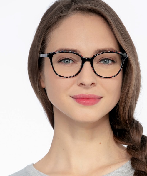 Pixels Black Floral AcetateEyeglass Frames for Women from EyeBuyDirect