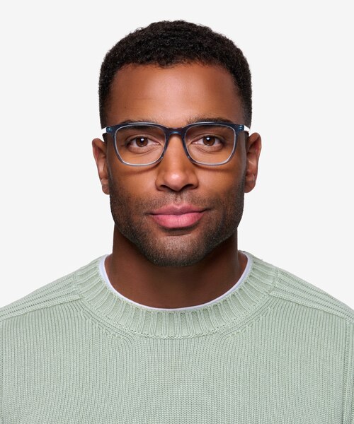 Etched Clear Blue AcétateMontures de lunettes de vue pour Hommes d'EyeBuyDirect