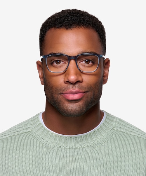 Etched Clear Blue AcetateEyeglass Frames for Men from EyeBuyDirect