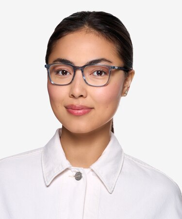 Clear Blue Etched -  Acetate Eyeglasses